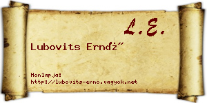 Lubovits Ernő névjegykártya